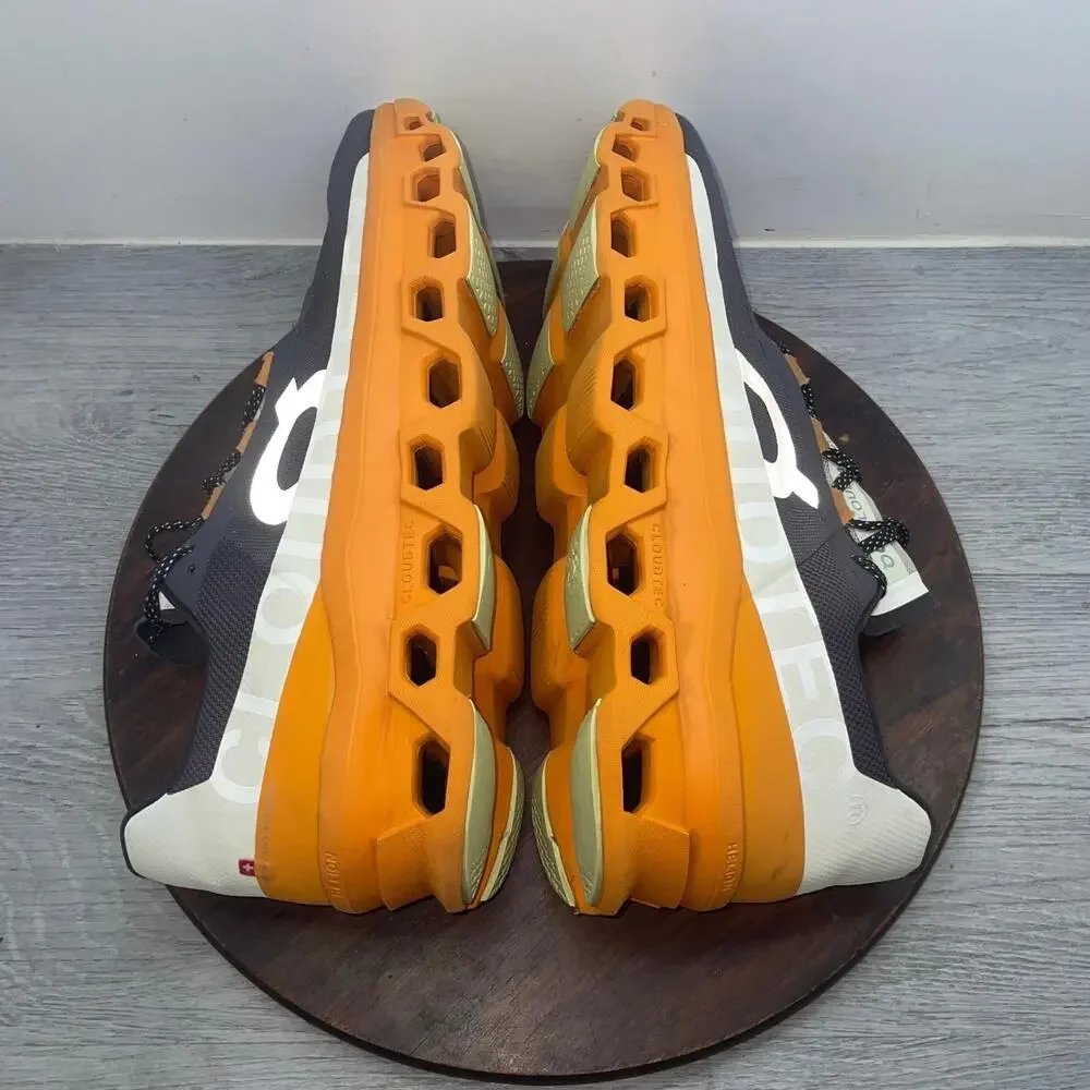 On Cloudmonster Eclipse Turmeric Orange Dark Grey 61.98656 Men's Size 14 Running